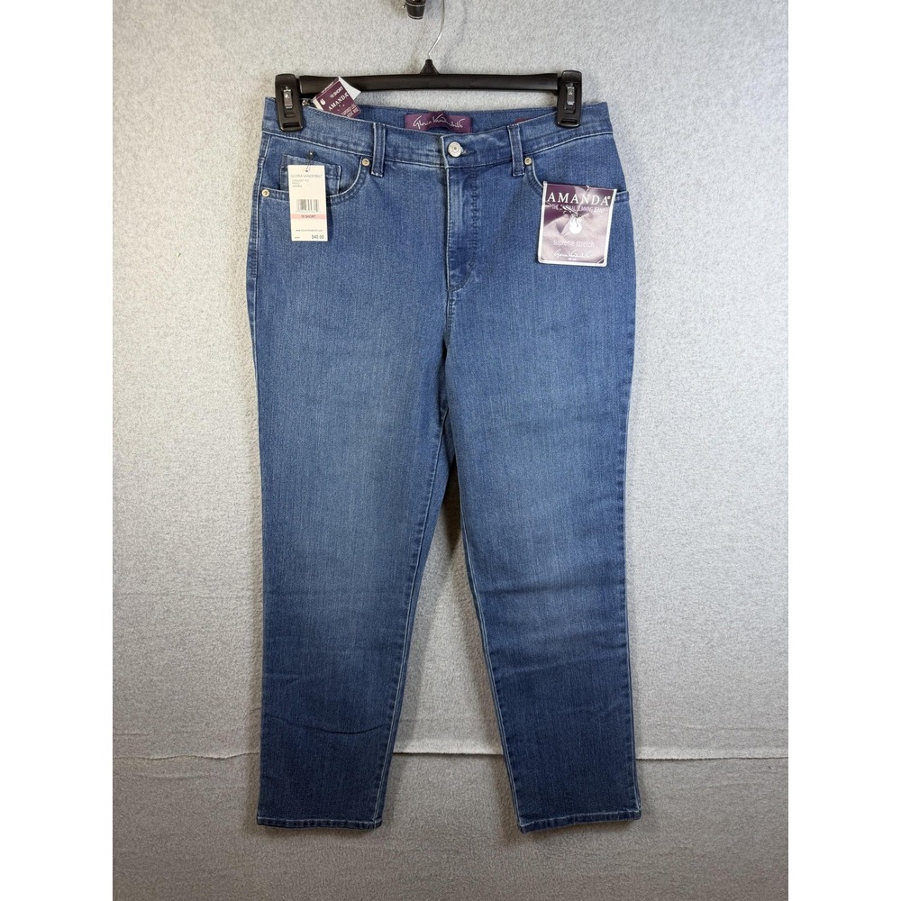 Gloria Vanderbilt Amanda Jeans Womens 10 Short Blue High Rise Slimming Stretch